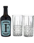 Ferdinands Saar Dry Gin Slate Riesling Infused incl. two Long Drink Crystal glasses 